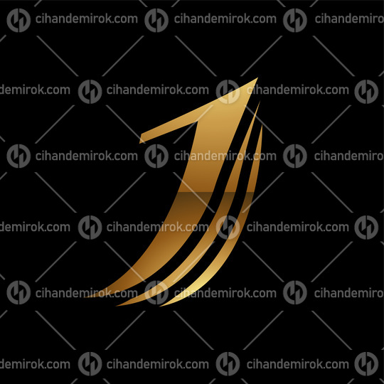 Golden Letter J Symbol on a Black Background - Icon 1