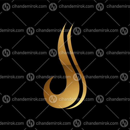 Golden Letter J Symbol on a Black Background - Icon 2
