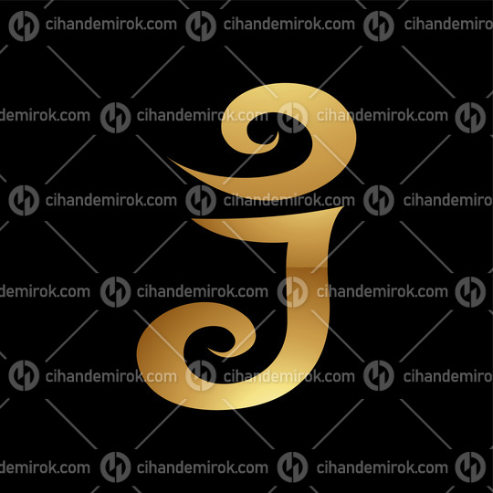Golden Letter J Symbol on a Black Background - Icon 7