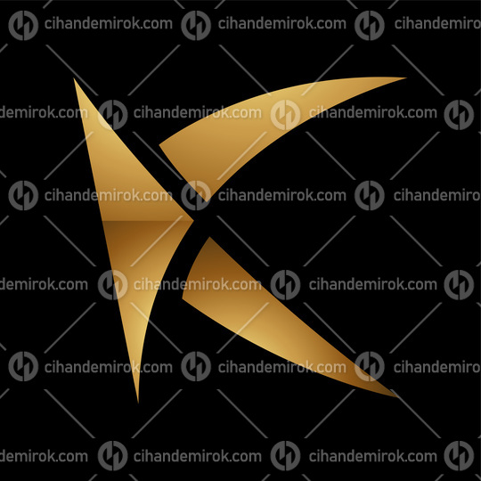 Golden Letter K Symbol on a Black Background - Icon 3