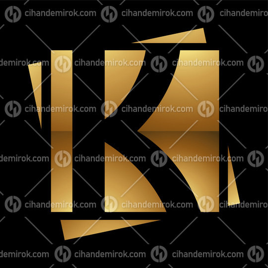 Golden Letter K Symbol on a Black Background - Icon 5