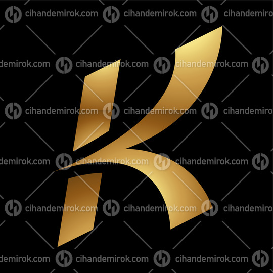 Golden Letter K Symbol on a Black Background - Icon 7