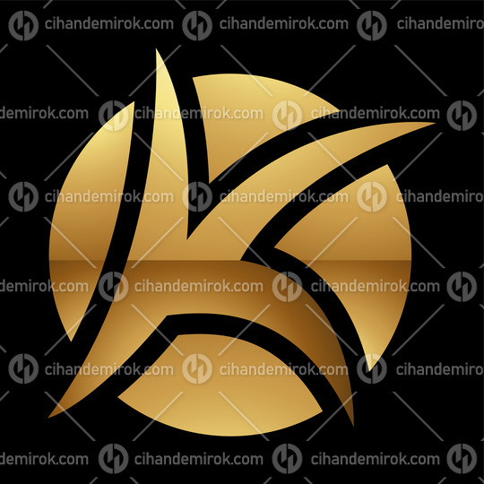 Golden Letter K Symbol on a Black Background - Icon 8