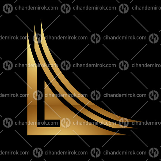 Golden Letter L Symbol on a Black Background - Icon 1