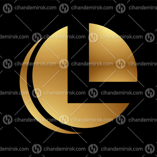 Golden Letter L Symbol on a Black Background - Icon 2