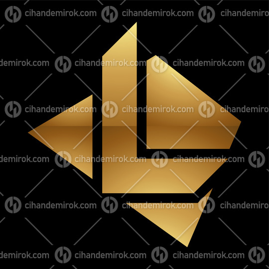 Golden Letter L Symbol on a Black Background - Icon 3