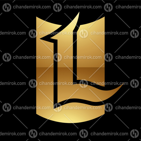 Golden Letter L Symbol on a Black Background - Icon 5