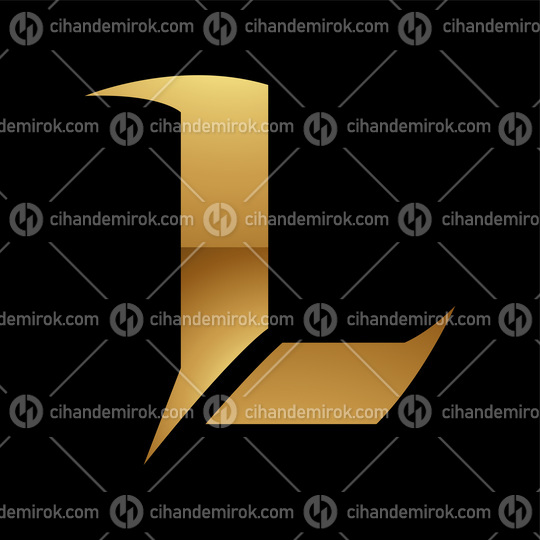 Golden Letter L Symbol on a Black Background - Icon 6