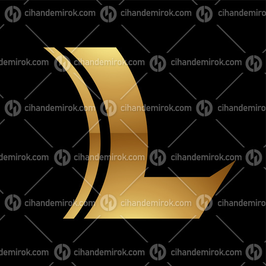 Golden Letter L Symbol on a Black Background - Icon 7