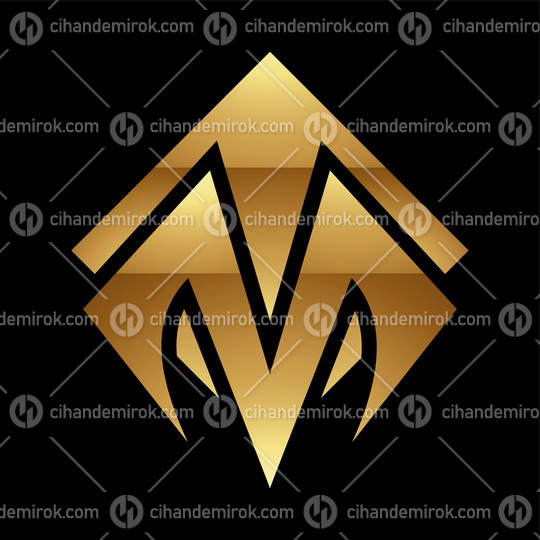 Golden Letter M Symbol on a Black Background - Icon 3