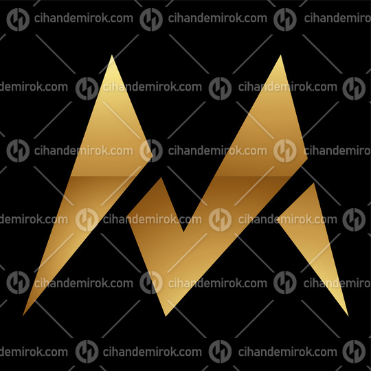 Golden Letter M Symbol on a Black Background - Icon 4
