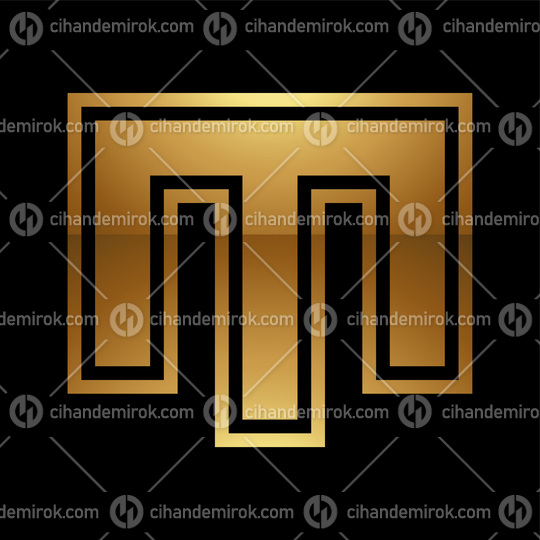 Golden Letter M Symbol on a Black Background - Icon 8