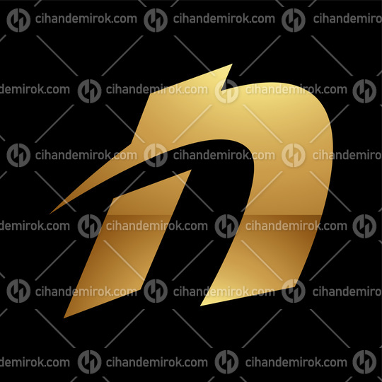 Golden Letter N Symbol on a Black Background - Icon 1