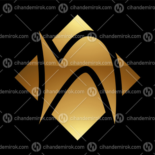 Golden Letter N Symbol on a Black Background - Icon 4