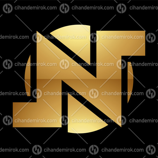 Golden Letter N Symbol on a Black Background - Icon 6