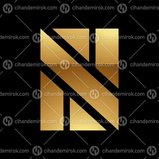 Golden Letter N Symbol on a Black Background - Icon 8