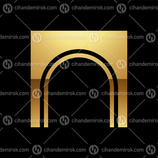 Golden Letter N Symbol on a Black Background - Icon 9