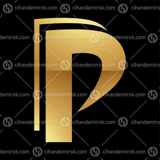 Golden Letter P Symbol on a Black Background - Icon 4