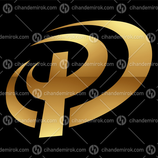 Golden Letter P Symbol on a Black Background - Icon 5