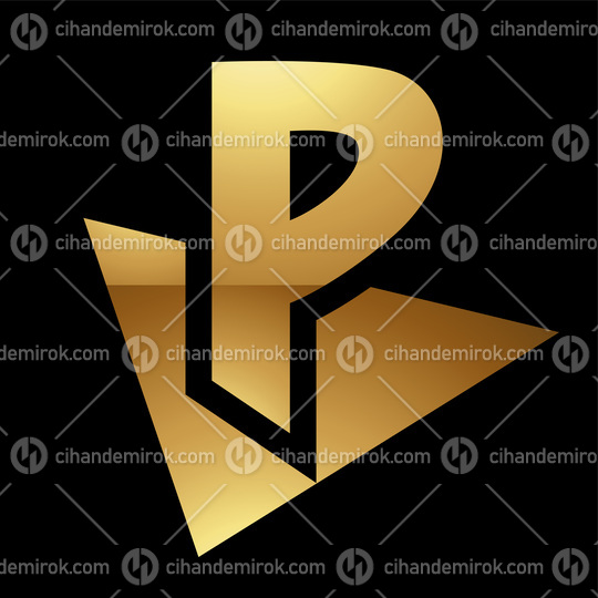 Golden Letter P Symbol on a Black Background - Icon 6