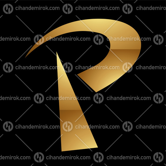 Golden Letter P Symbol on a Black Background - Icon 7