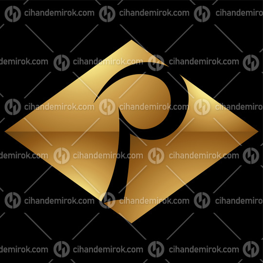 Golden Letter P Symbol on a Black Background - Icon 8
