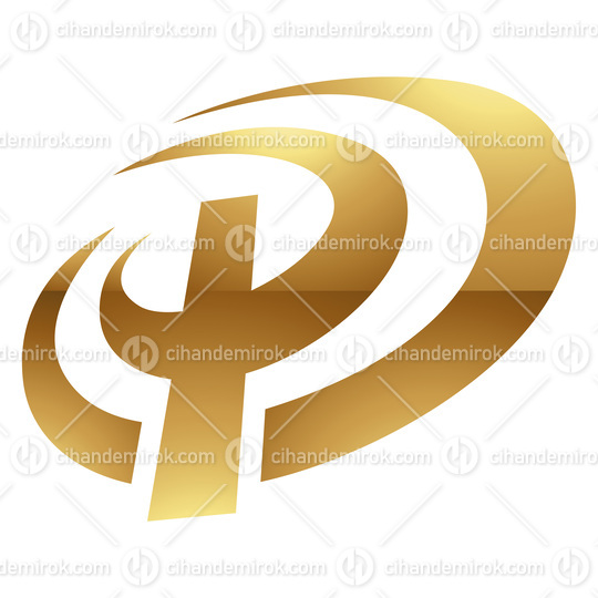 Golden Letter P Symbol on a White Background - Icon 5
