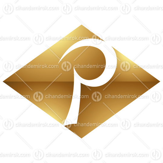 Golden Letter P Symbol on a White Background - Icon 8
