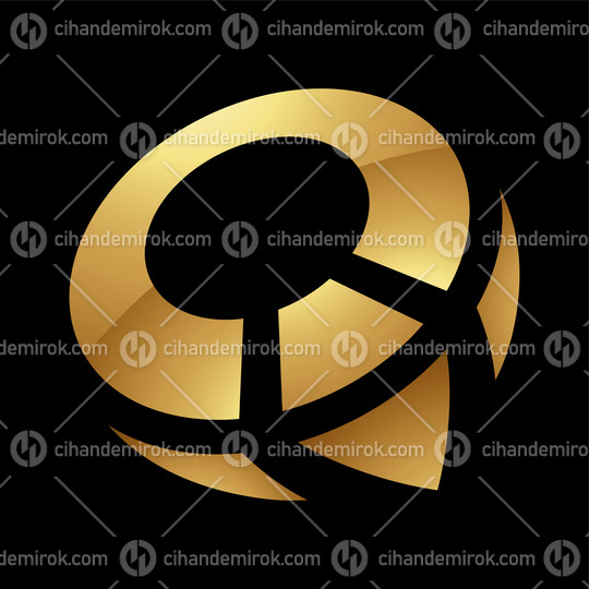 Golden Letter Q Symbol on a Black Background - Icon 1