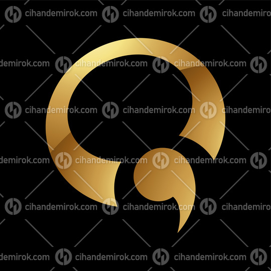 Golden Letter Q Symbol on a Black Background - Icon 3