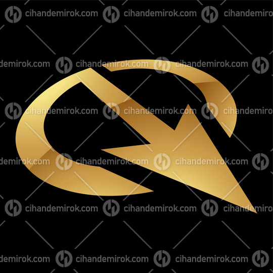 Golden Letter Q Symbol on a Black Background - Icon 4
