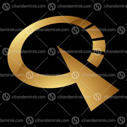 Golden Letter Q Symbol on a Black Background - Icon 5