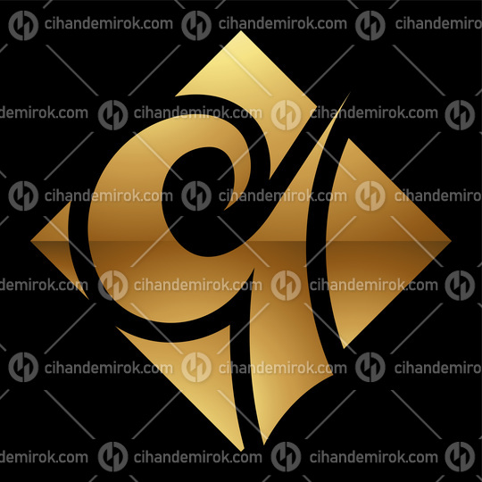 Golden Letter Q Symbol on a Black Background - Icon 6