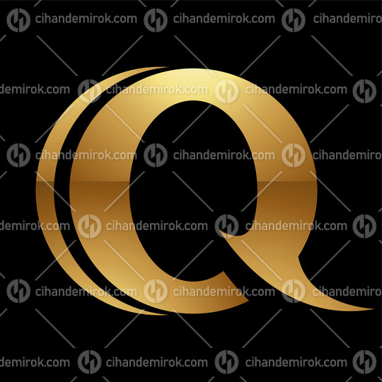 Golden Letter Q Symbol on a Black Background - Icon 9