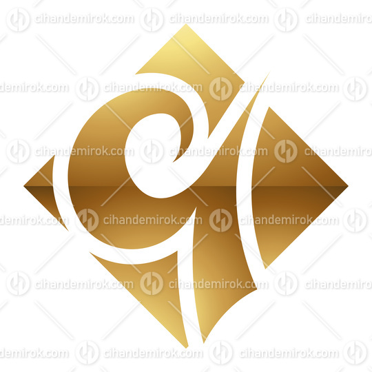 Golden Letter Q Symbol on a White Background - Icon 6