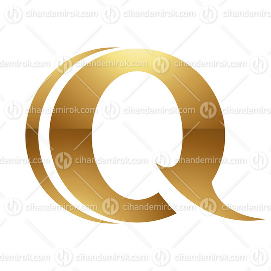 Golden Letter Q Symbol on a White Background - Icon 9