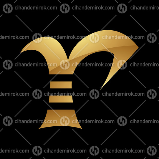 Golden Letter R Symbol on a Black Background - Icon 1