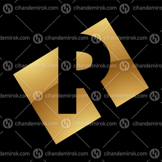 Golden Letter R Symbol on a Black Background - Icon 2