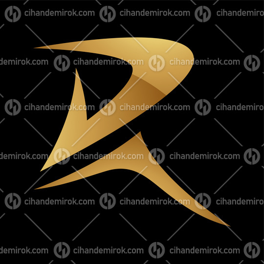 Golden Letter R Symbol on a Black Background - Icon 8