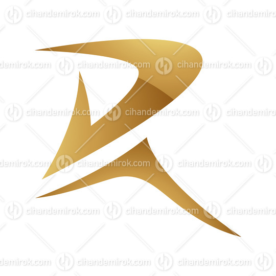 Golden Letter R Symbol on a White Background - Icon 8