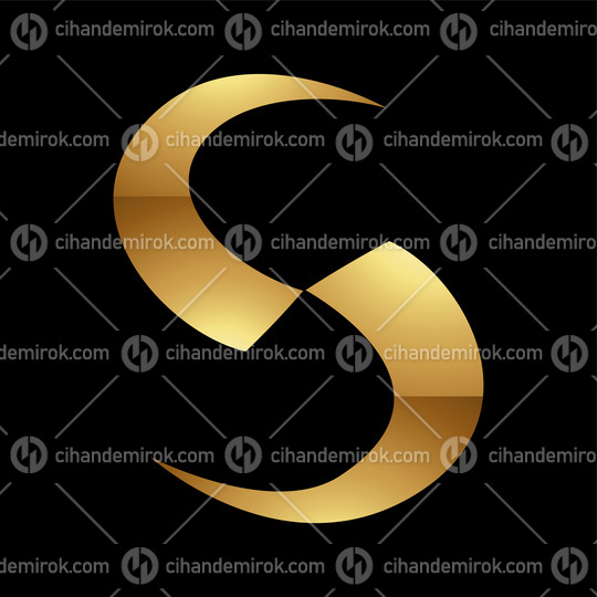 Golden Letter S Symbol on a Black Background - Icon 1