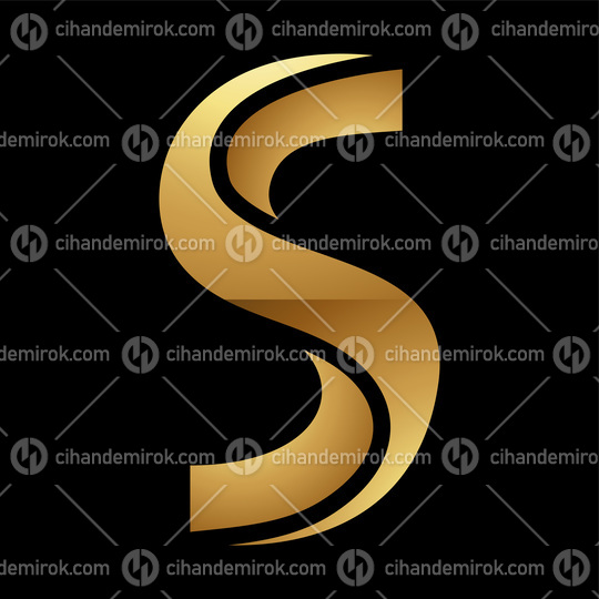 Golden Letter S Symbol on a Black Background - Icon 3