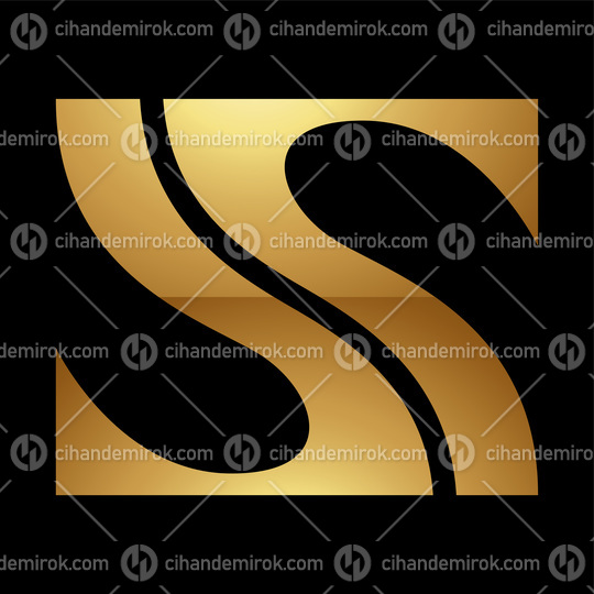 Golden Letter S Symbol on a Black Background - Icon 4