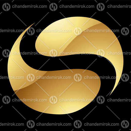 Golden Letter S Symbol on a Black Background - Icon 5