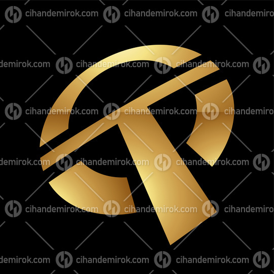 Golden Letter T Symbol on a Black Background - Icon 5