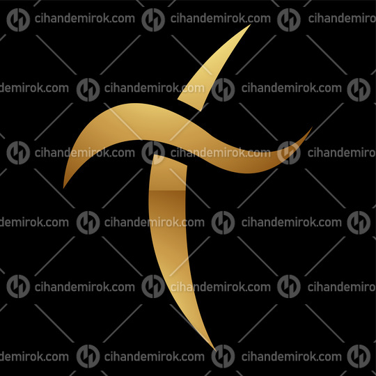 Golden Letter T Symbol on a Black Background - Icon 8