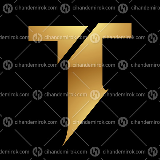 Golden Letter T Symbol on a Black Background - Icon 9
