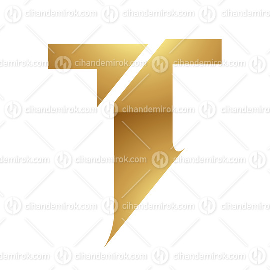 Golden Letter T Symbol on a White Background - Icon 9