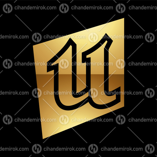 Golden Letter U Symbol on a Black Background - Icon 2