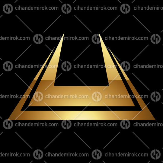 Golden Letter U Symbol on a Black Background - Icon 3